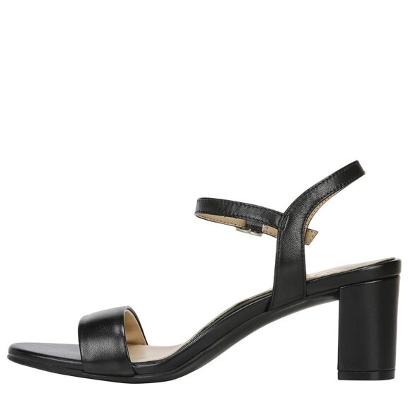 NWT Naturalizer Bristol Ankle Strap Chunky Block Heel Sandal Black Smooth 7M - Picture 9 of 16